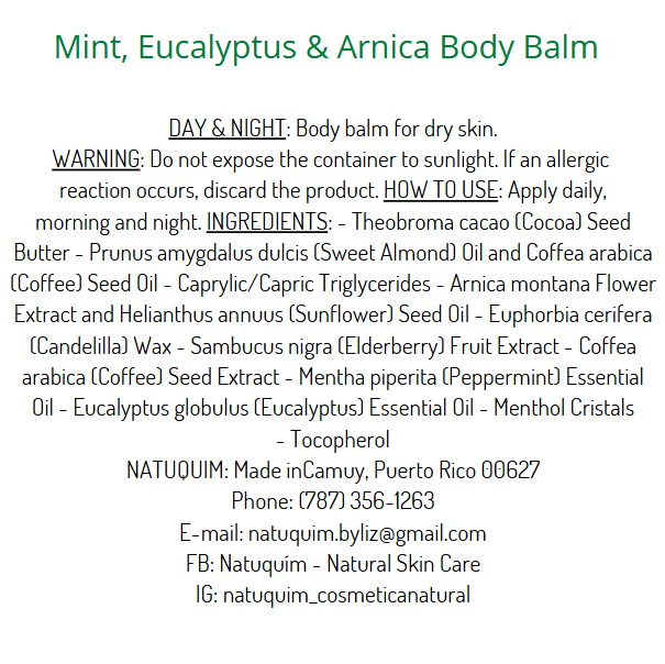 Mint, Arnica & Eucalyptus Body Balm